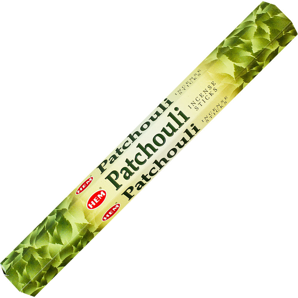 box of incense sticks labeled "patchouli"
