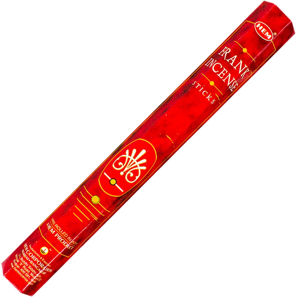 box of incense sticks labeled "frankincense"