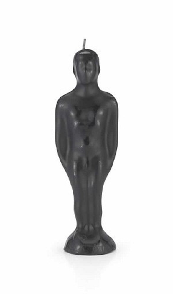 black candle in the shape of a man