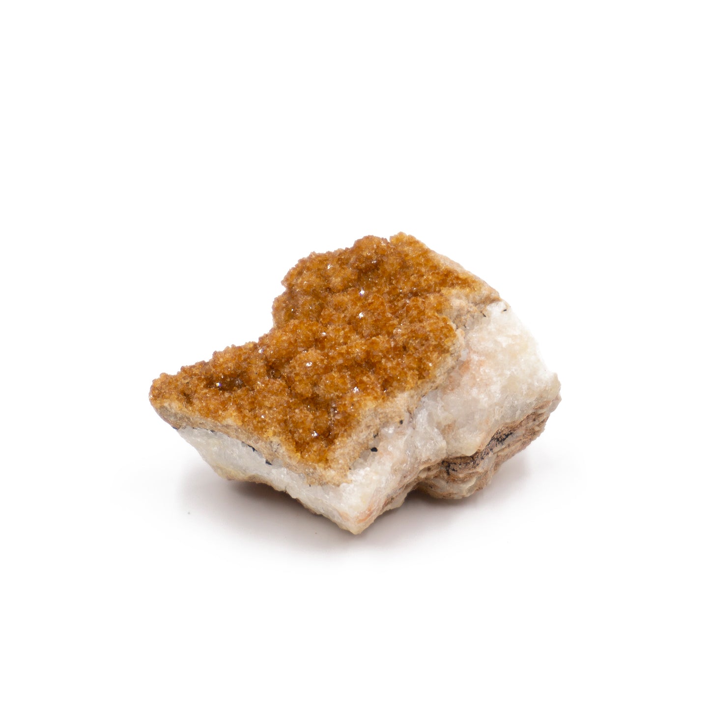 cluster of yellow crystals growing on white stone