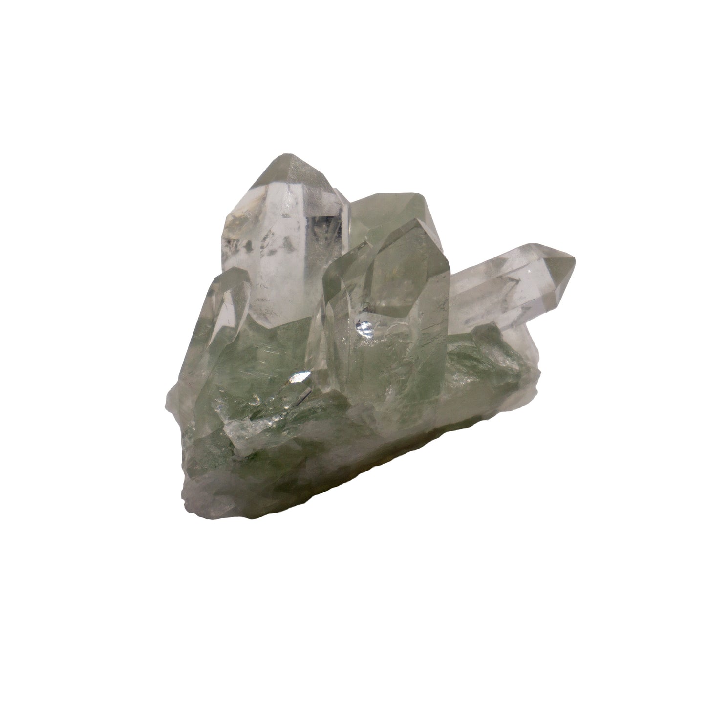 cluster of cloudy gray quartz crystals