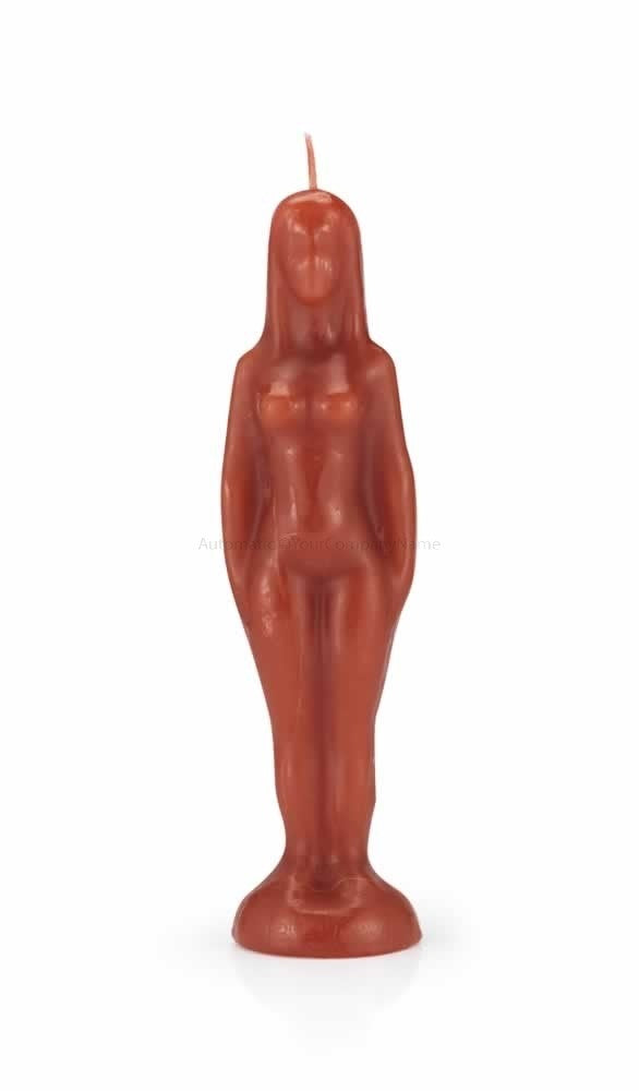 red candle in the shape of a woman