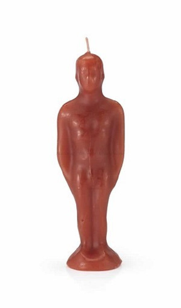 red candle in the shape of a man