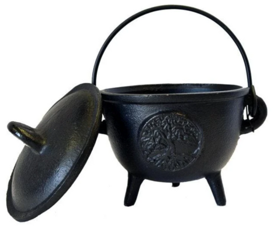 Tree of Life Cast Iron Cauldron 4.5"