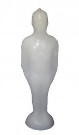 white candle in the shape of a man