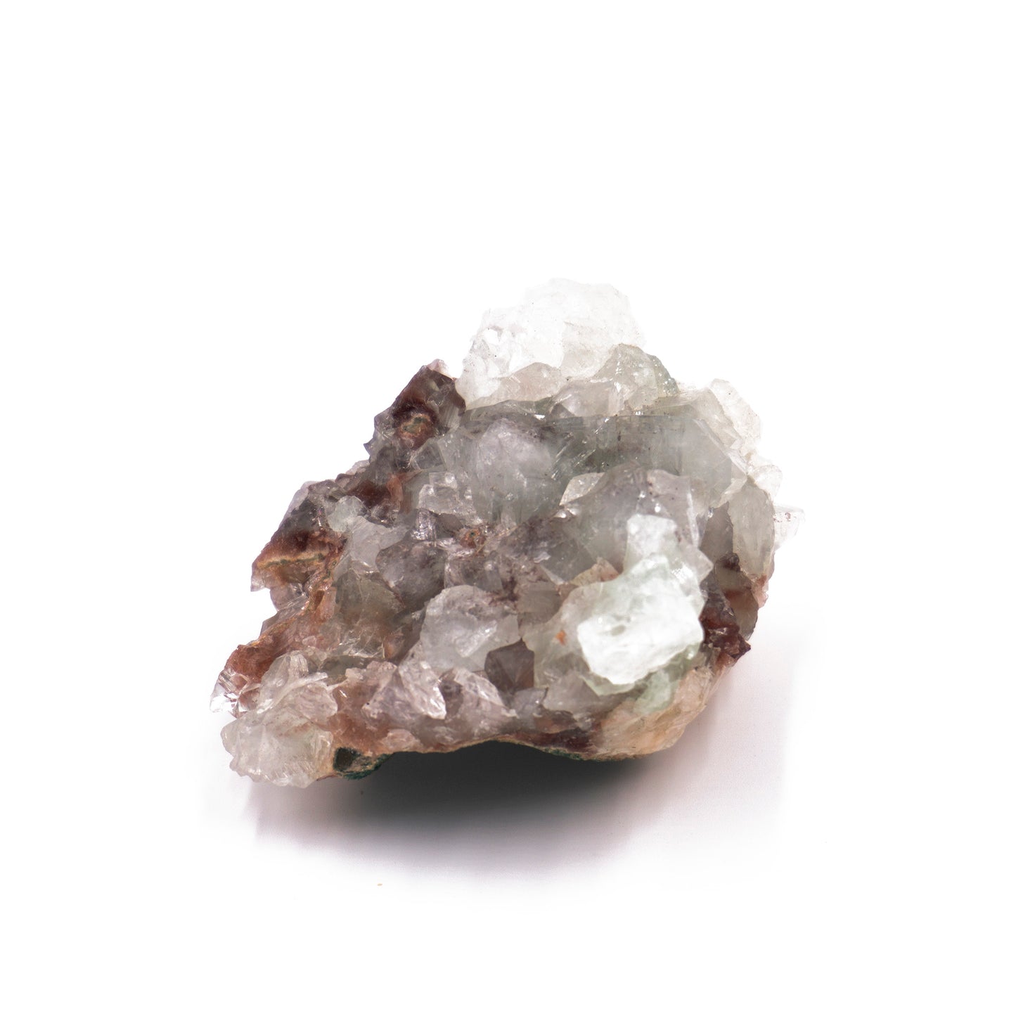 clear white crystals growing on a stone