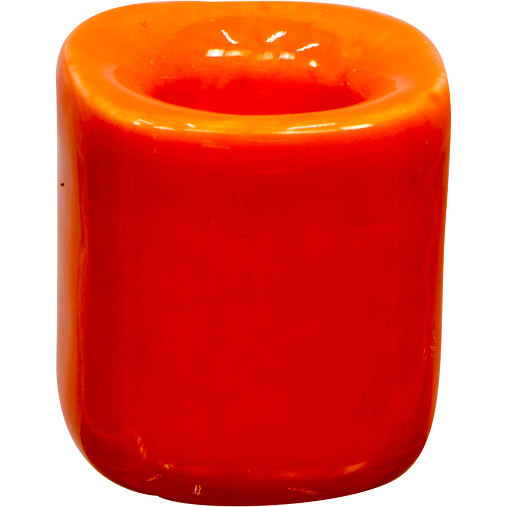 red porcelain candle holder