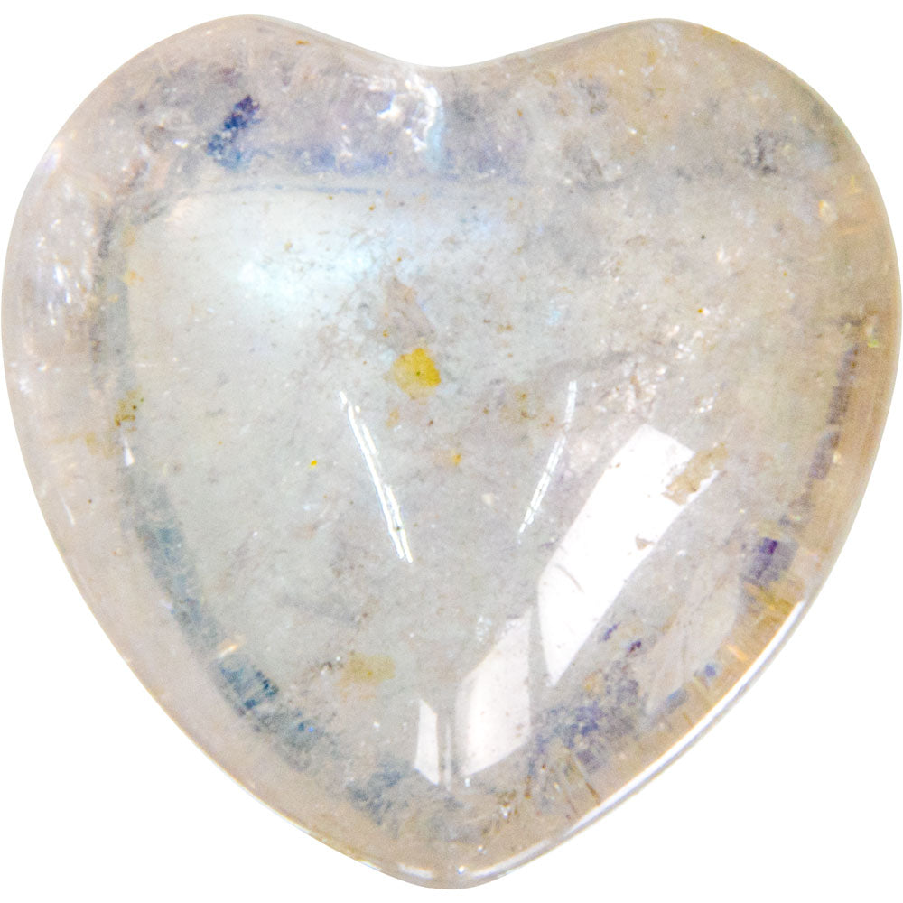 white heart shaped crystal flecked with blue