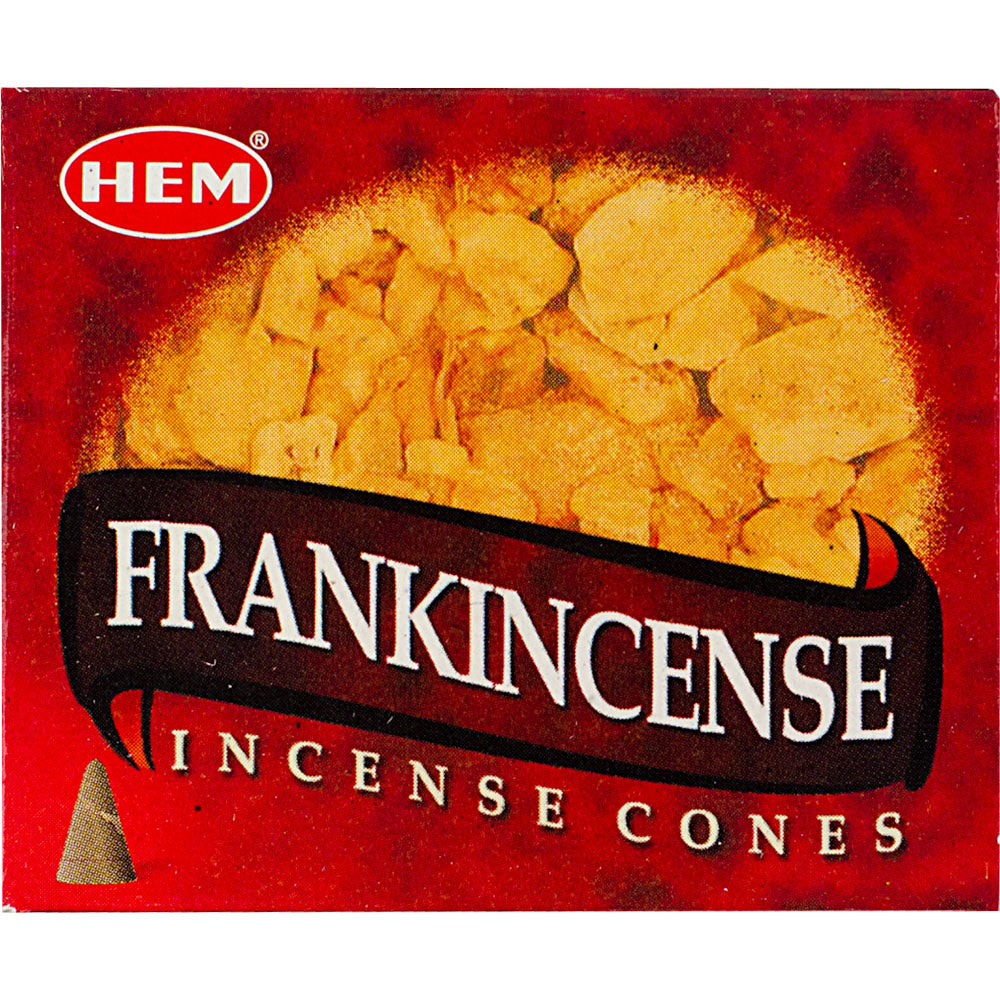 box of incense cones labeled "frankincense"