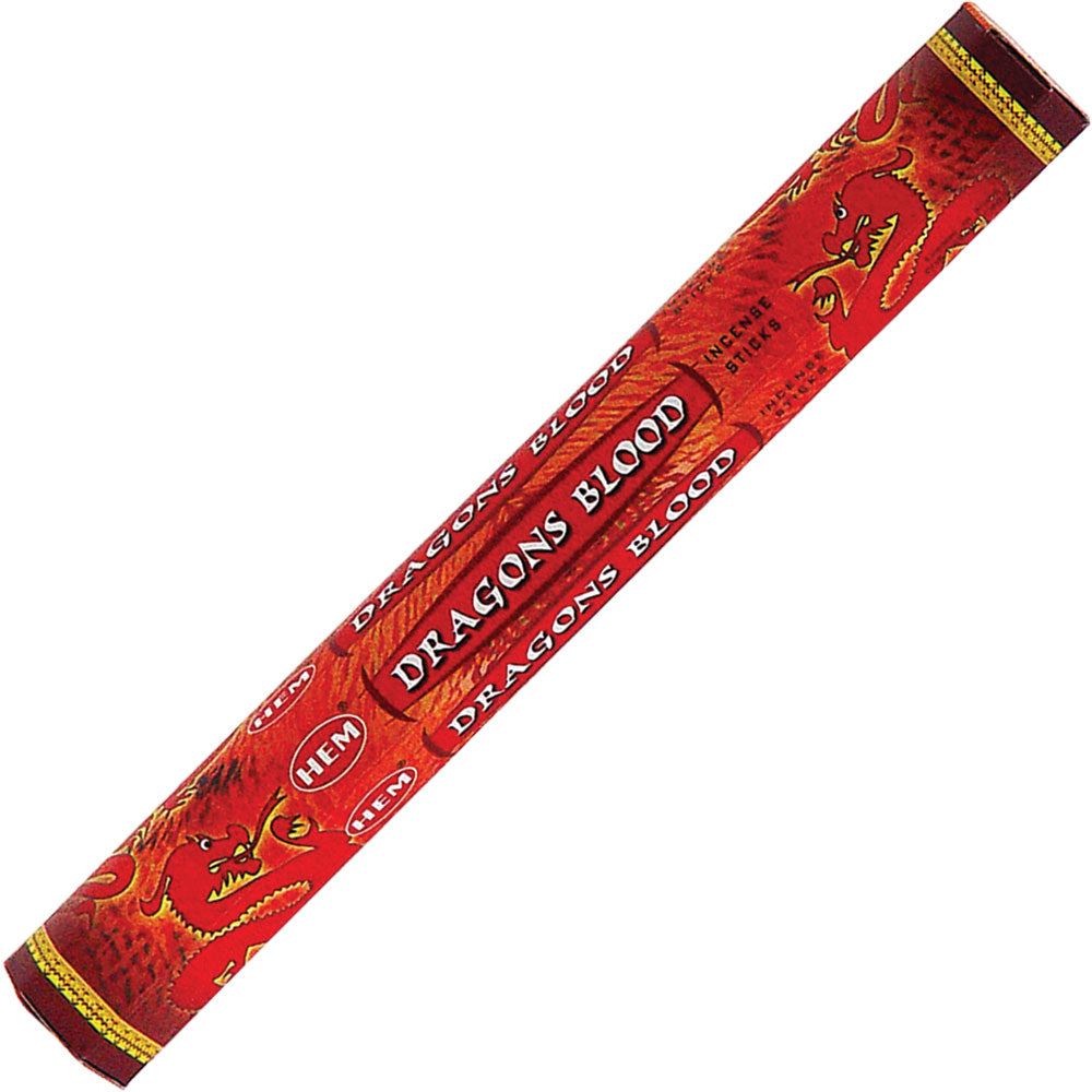 box of incense sticks labeled "dragons blood"