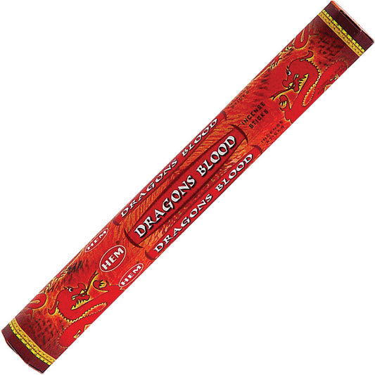 box of incense sticks labeled "dragons blood"