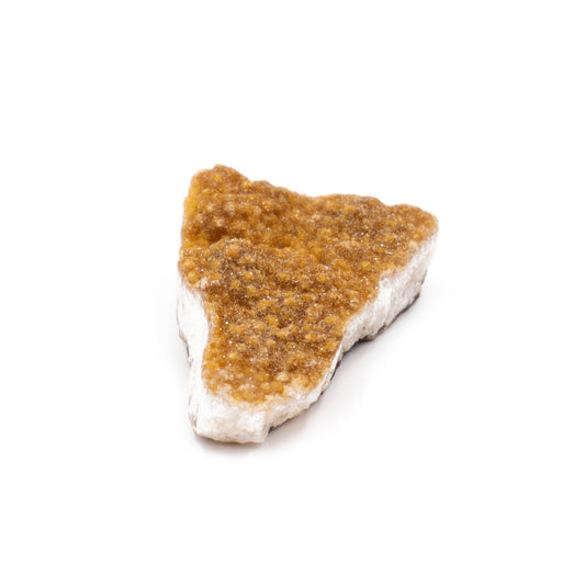 cluster of yellow crystals growing on white stone