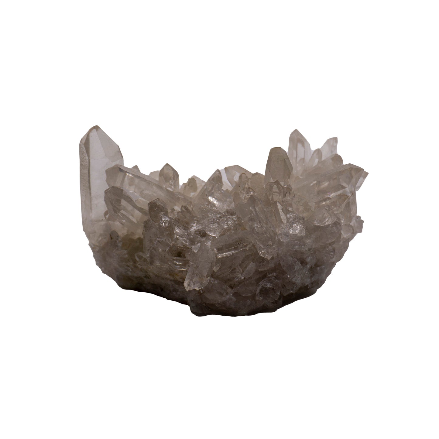 cluster of gray quartz crystals