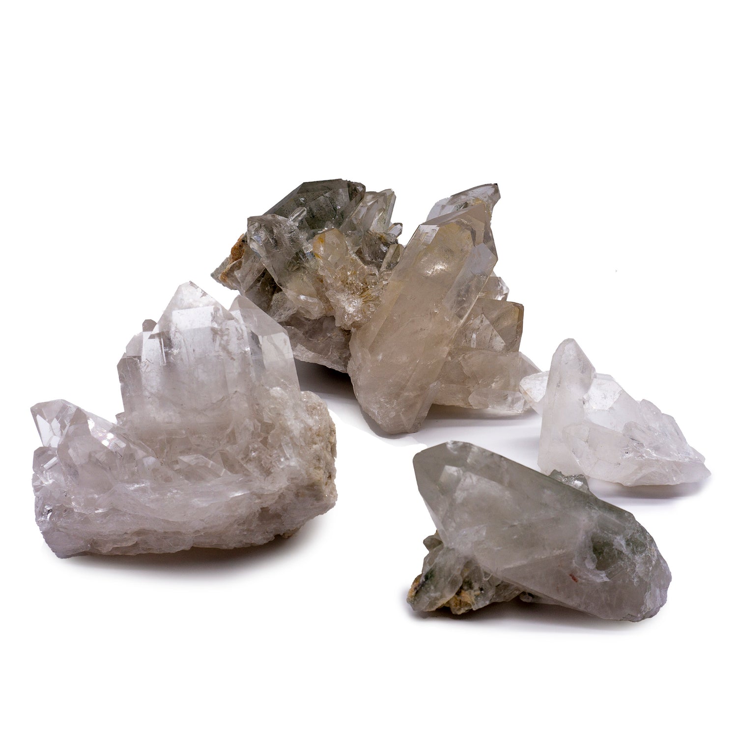 collection of clusters of quartz crystals