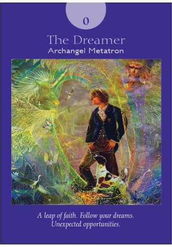 Image of The Dreamer tarot card with text "A leap of faith. Follow your dreams. Unexpected opportunities."